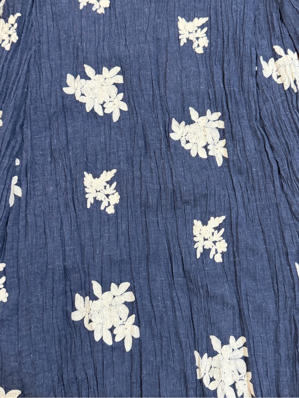 Beige by eci Navy Mini Dress with Cream Floral Embroidery Size Medium - Picture 3 of 12